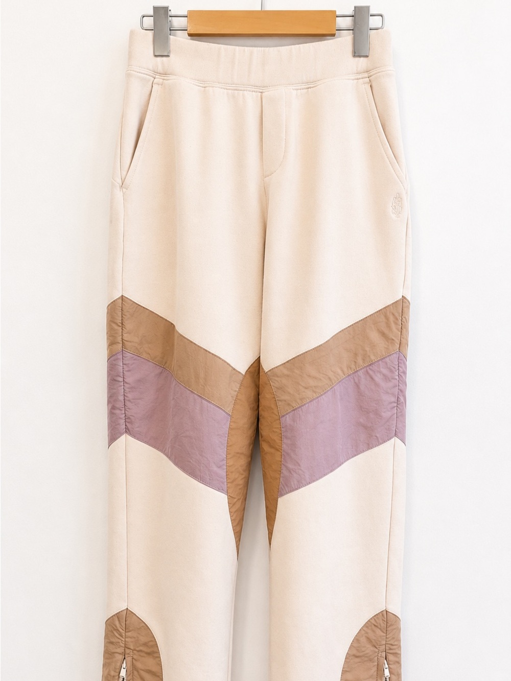 Free People Movement - Women’s Patchwork Track Pants - Cream, Tan & Mauve
